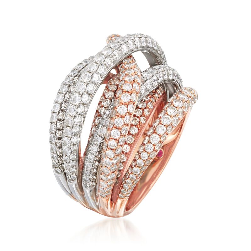 Roberto Coin 4.99 ct. t.w. Diamond Crossover Ring in 18kt Two-Tone Gold image number 2