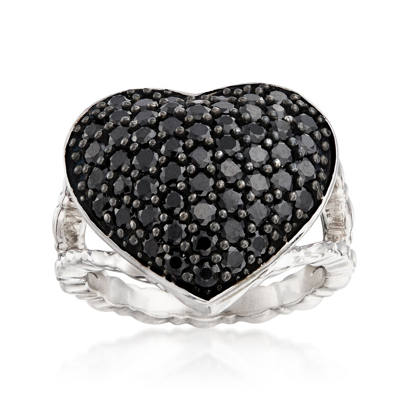 2.60 ct. t.w. Black Spinel Heart Ring in Sterling Silver image number 0