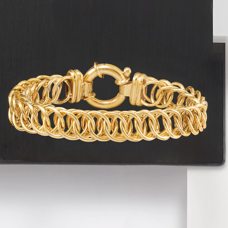 Italian 18kt Gold Over Sterling Interlocking Circle-Link Bracelet image number 2