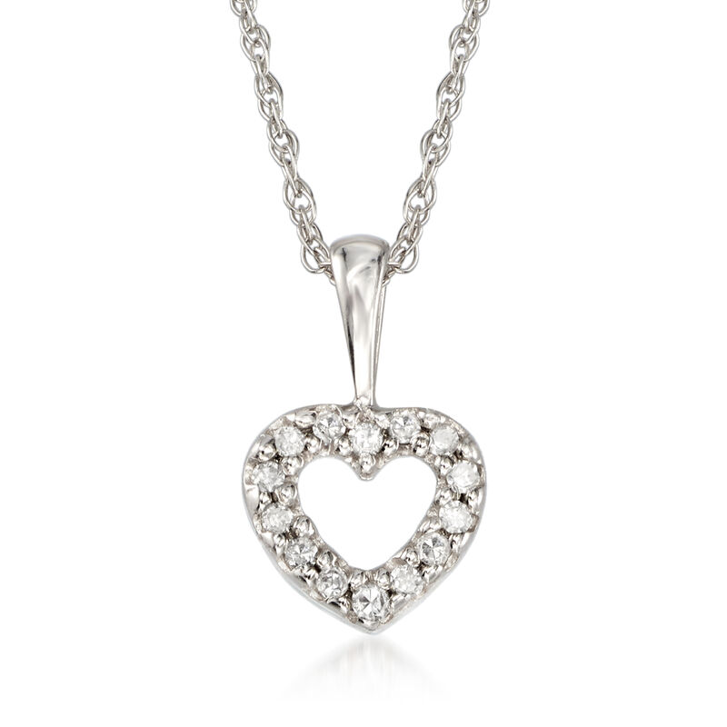 Child's Heart Diamond Accent Necklace in 14kt White Gold image number 0