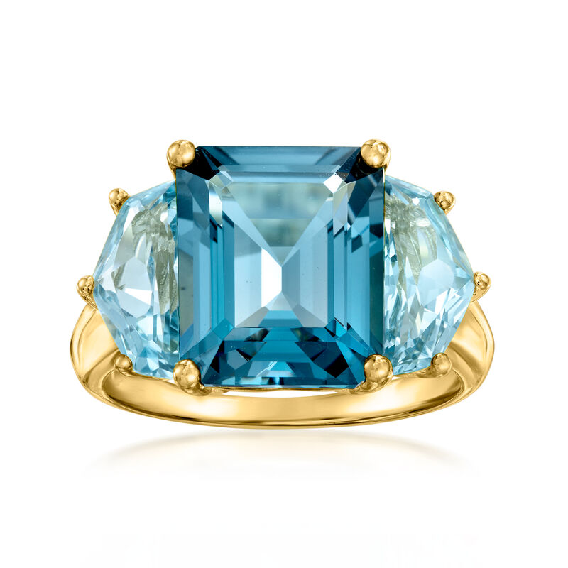 8.80 ct. t.w. London and Sky Blue Topaz Ring in 18kt Gold Over Sterling image number 0