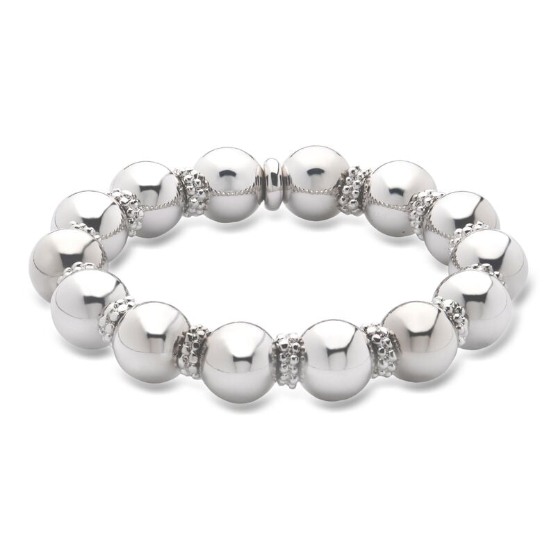 Italian Sterling Silver-Plated Bead Stretch Bracelet image number 0