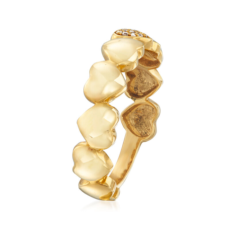 18kt Yellow Gold Multi-Heart Ring with Diamond Accents image number 2