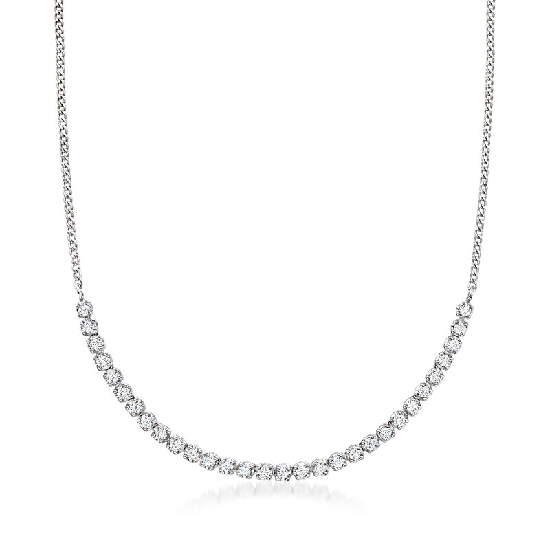 1.00 ct. t.w. Diamond Tennis-Style Necklace in Sterling Silver. 18&quot; image number 1