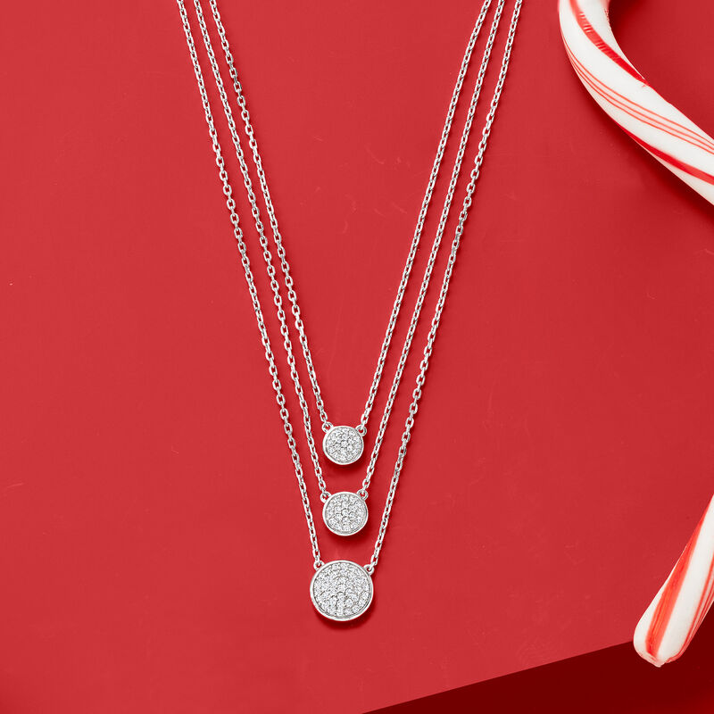 .50 ct. t.w. Pave Diamond Three-Strand Necklace in Sterling Silver image number 3