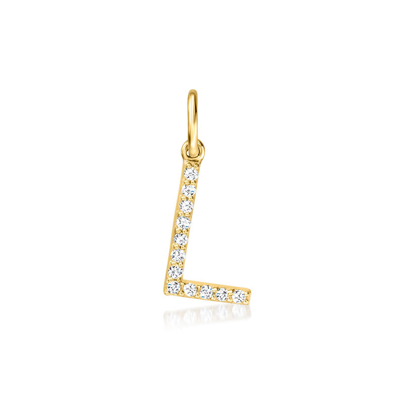 L - Diamond Initial Charm in 14kt Yellow Gold image number 0