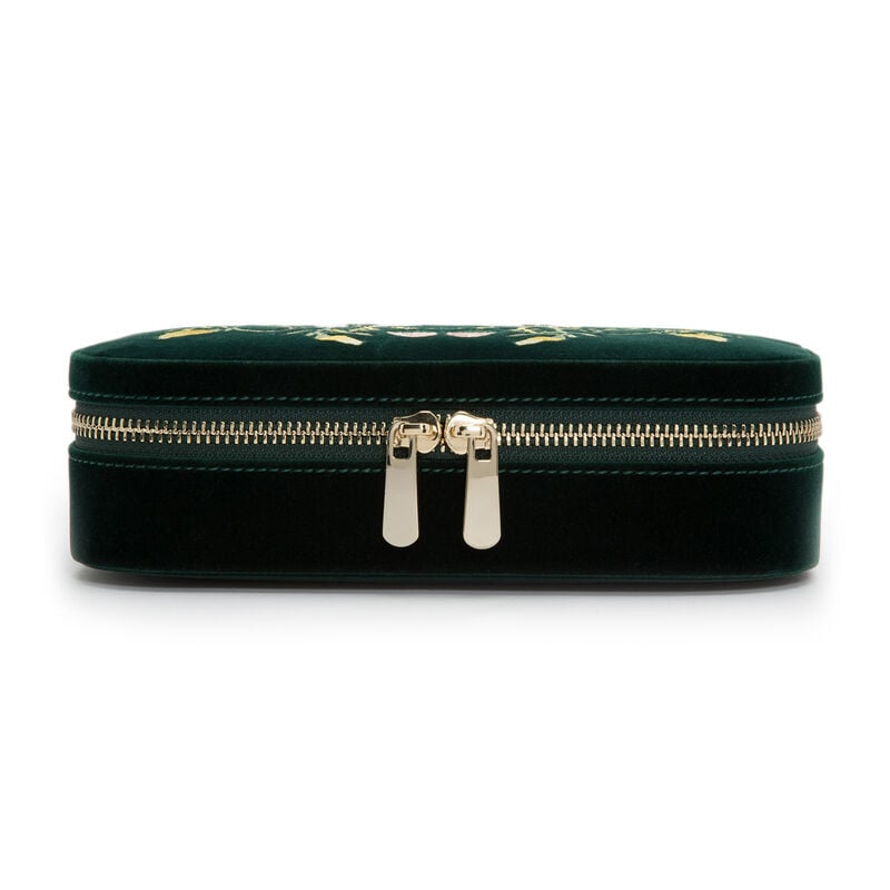 WOLF &quot;Zoe&quot; Forest Green Velvet Floral Jewelry Travel Case image number 4