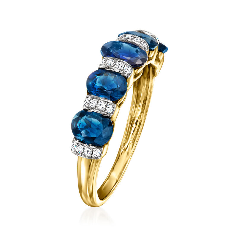 1.80 ct. t.w. Sapphire and .12 ct. t.w. Diamond Ring in 14kt Yellow Gold image number 2
