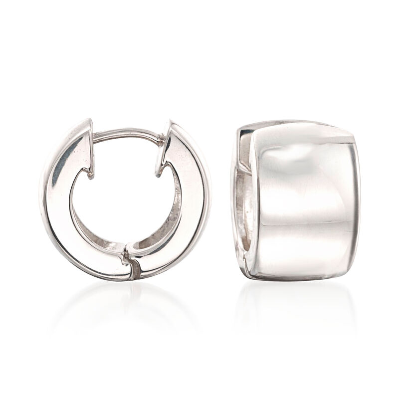 Zina Sterling Silver Huggie Hoop Earrings. 1/2" image number 0