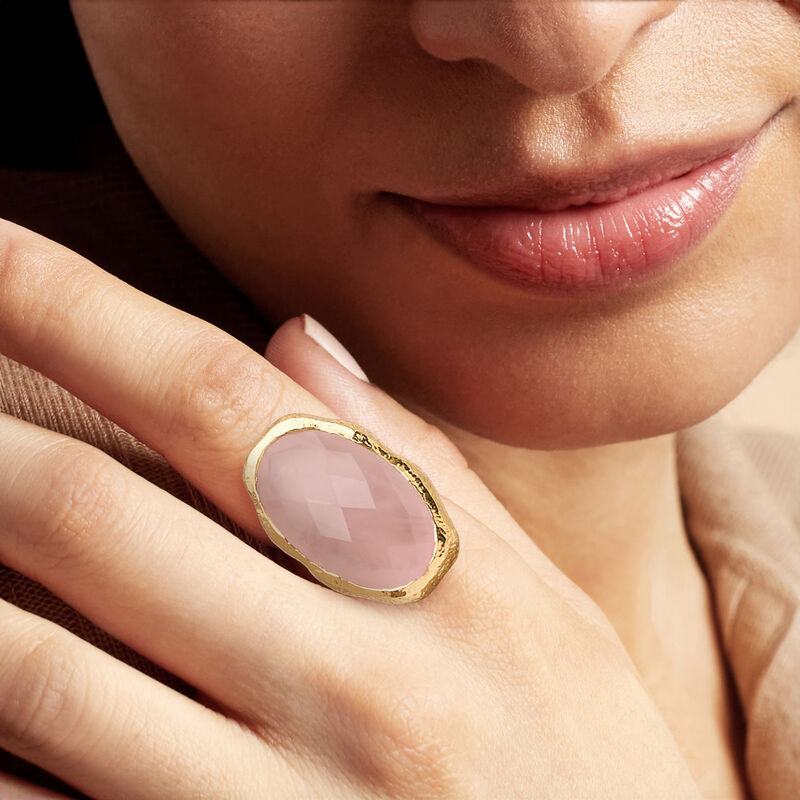 17.00 Carat Rose Quartz Ring in 18kt Gold Over Sterling image number 1