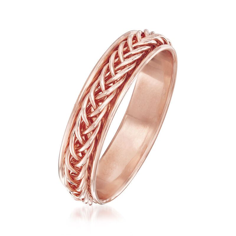 14kt Rose Gold Small Braided Band Ring image number 2