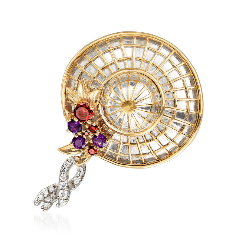 5.50 ct. t.w. Multi-Gem Fancy Hat Pin in Sterling Silver and 18kt Gold Over Sterling image number 0