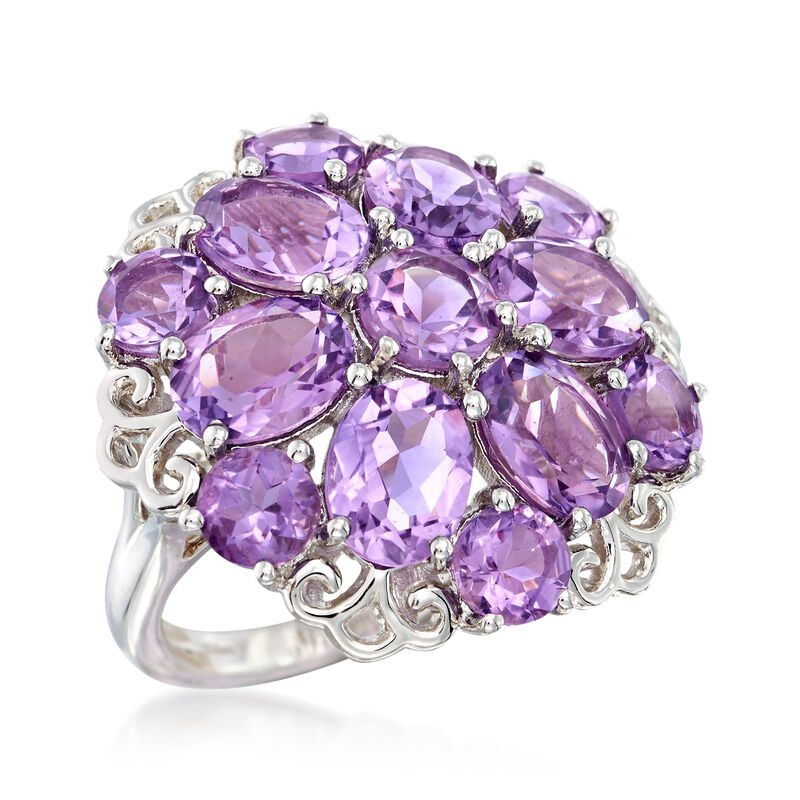 10.40 ct. t.w. Amethyst Cluster Ring in Sterling Silver image number 3