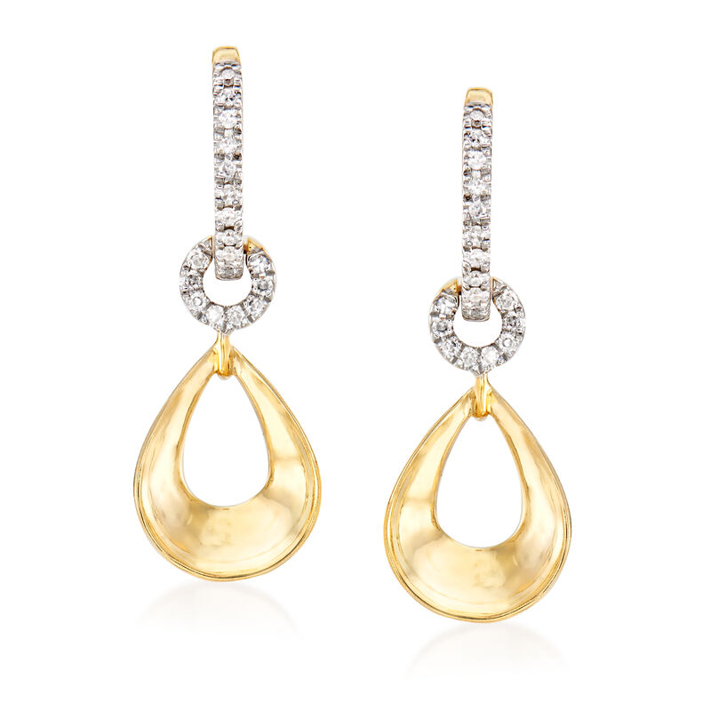 .14 ct. t.w. Diamond Drop Hoop Earrings in 14kt Yellow Gold image number 0