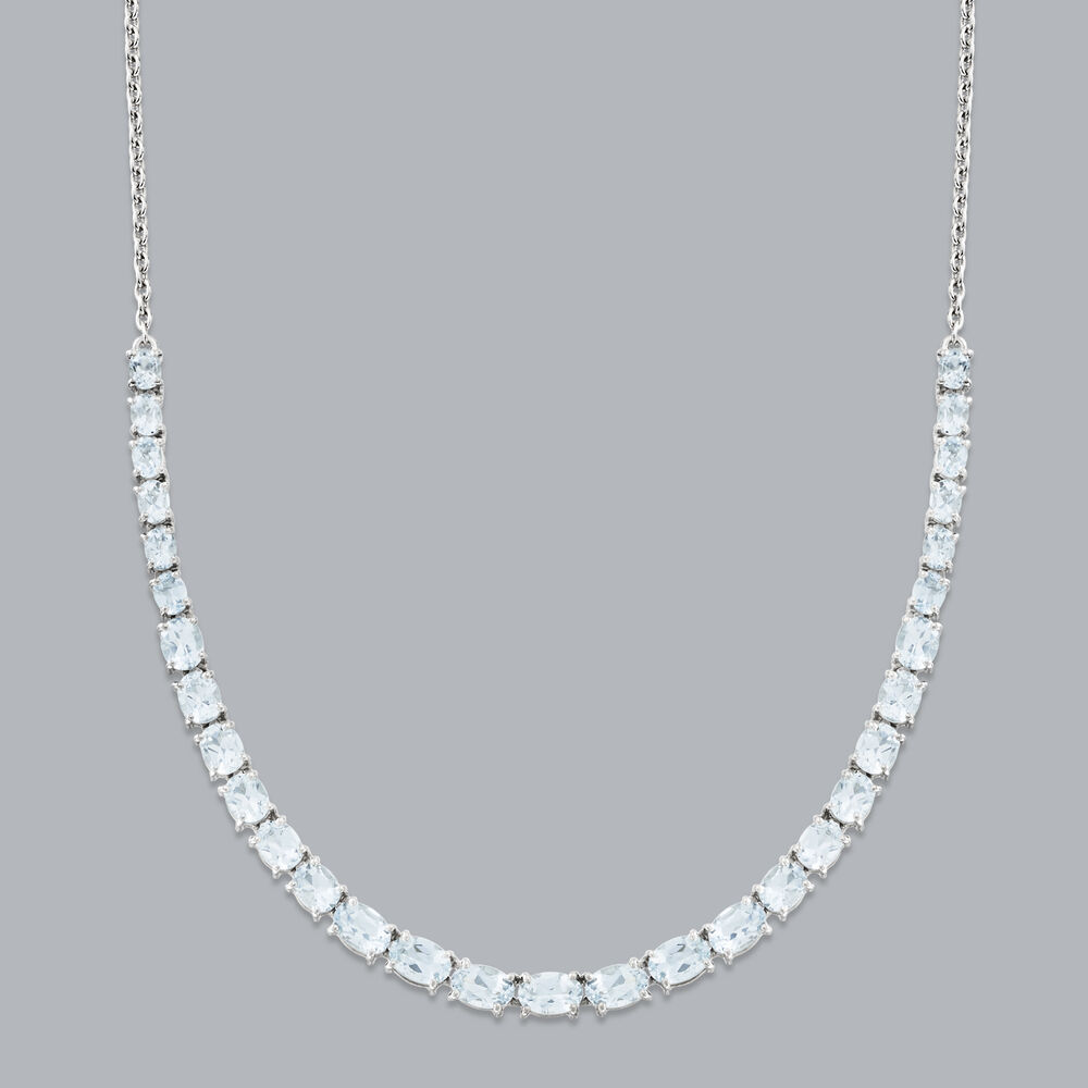 8.80 ct. t.w. Aquamarine Graduated Necklace in Sterling Silver. 18"