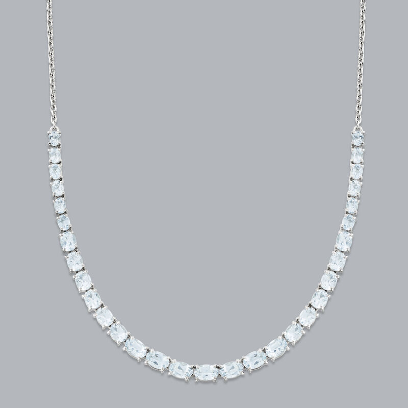 8.80 ct. t.w. Aquamarine Graduated Necklace in Sterling Silver image number 2