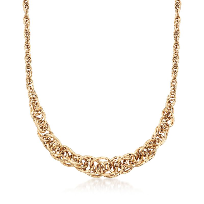 14kt Yellow Gold Graduated Rope-Link Necklace. 18&quot; image number 1