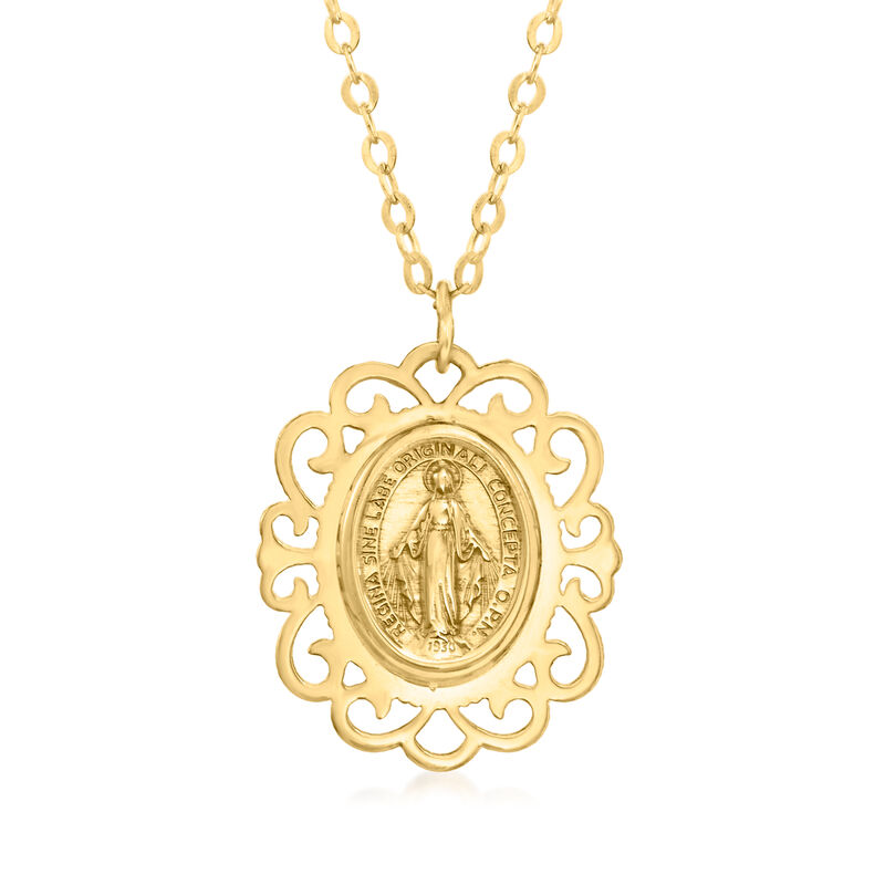 Italian 14kt Yellow Gold Miraculous Medal Pendant Necklace image number 0