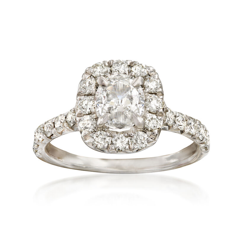 Henri Daussi 1.42 ct. t.w. Diamond Halo Engagement Ring in 18kt White Gold image number 0