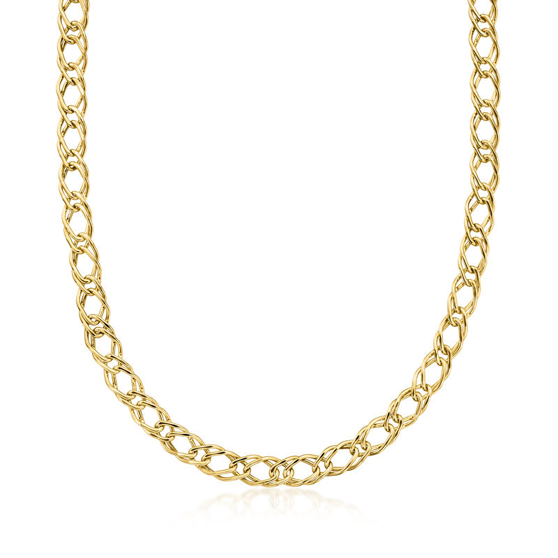 18kt Gold Over Sterling Double-Oval Link Necklace image number 0