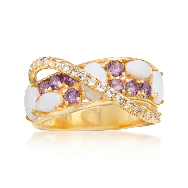 Opal and .50 ct. t.w. Multi-Stone Ring in 18kt Gold Over Sterling image number 0