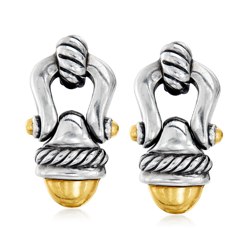 C. 2000 Vintage David Yurman Sterling Silver and 14kt Yellow Gold Doorknocker Drop Earrings image number 0