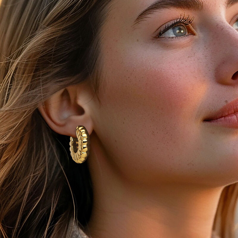 Italian 14kt Yellow Gold Shrimp Hoop Earrings. 1" image number 1