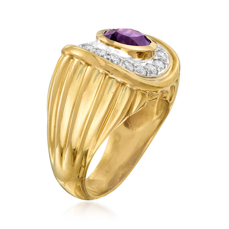 C. 1980 Vintage 1.50 Carat Amethyst and .50 ct. t.w. Diamond Ring in 18kt Yellow Gold image number 2