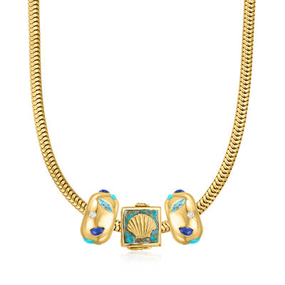 Turquoise Sea Life Bead Charm in 18kt Gold Over Sterling