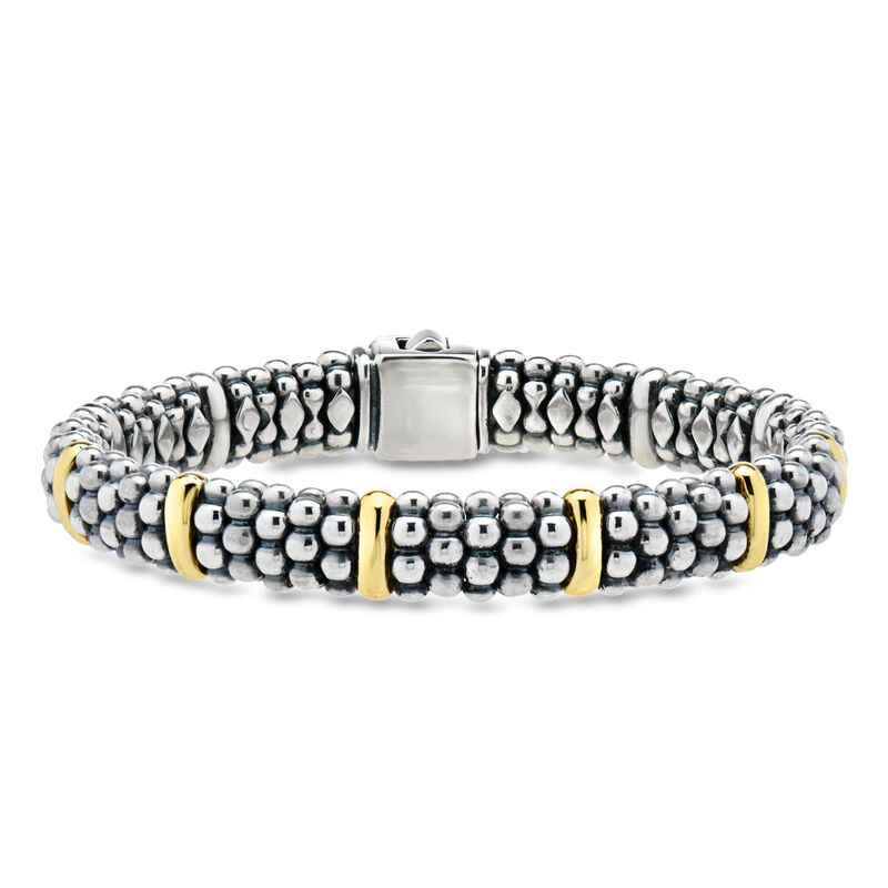 C. 1990 Vintage Lagos "Caviar" Sterling Silver and 18kt Yellow Gold Bracelet. 7" image number 0