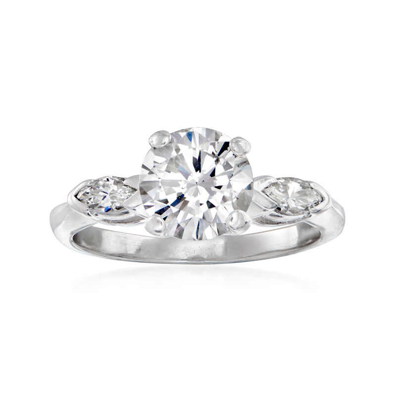 C. 1960 Vintage 1.70 ct. t.w. Round and Marquise Diamond Ring in Platinum image number 0