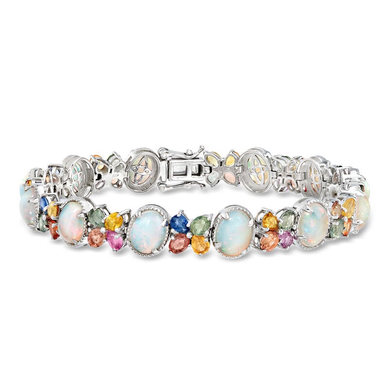 Ethiopian Opal and 11.00 ct. t.w. Multicolored Sapphire Bracelet in Sterling Silver image number 0
