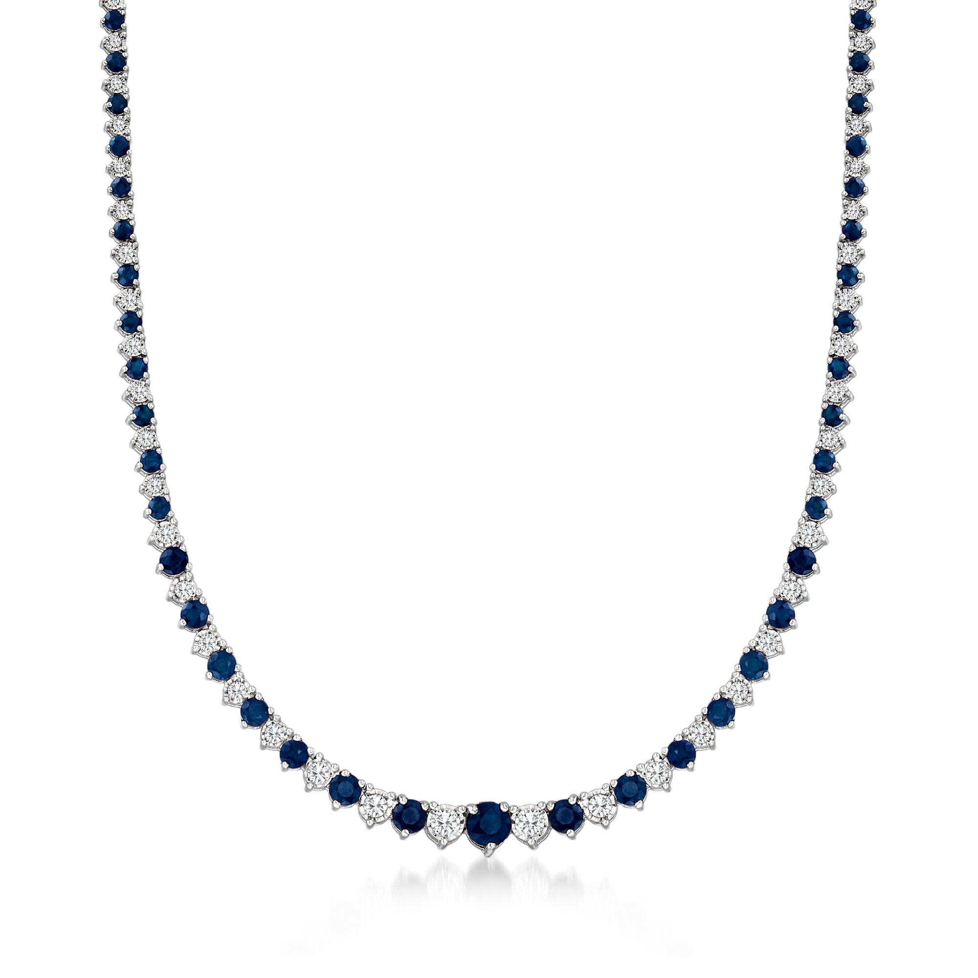 8.00 ct. t.w. Sapphire and 1.50 ct. t.w. Diamond Tennis Necklace