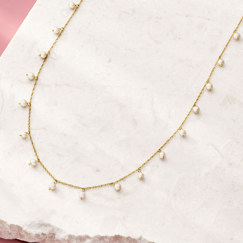 2.5-3mm Cultured Pearl Necklace in 14kt Yellow Gold. 18" image number 3