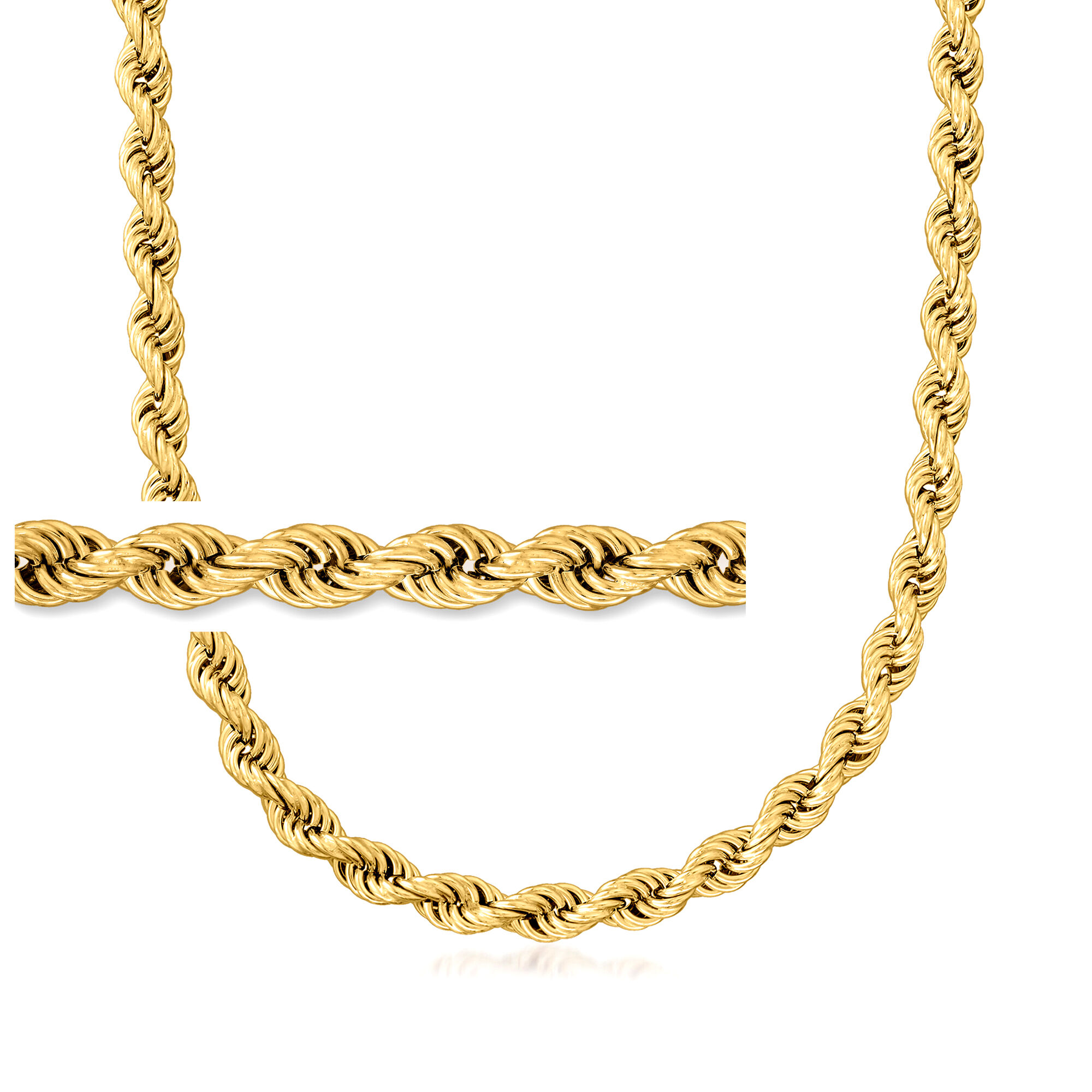 8mm 18kt Gold Over Sterling Rope-Chain Necklace | Ross Simons