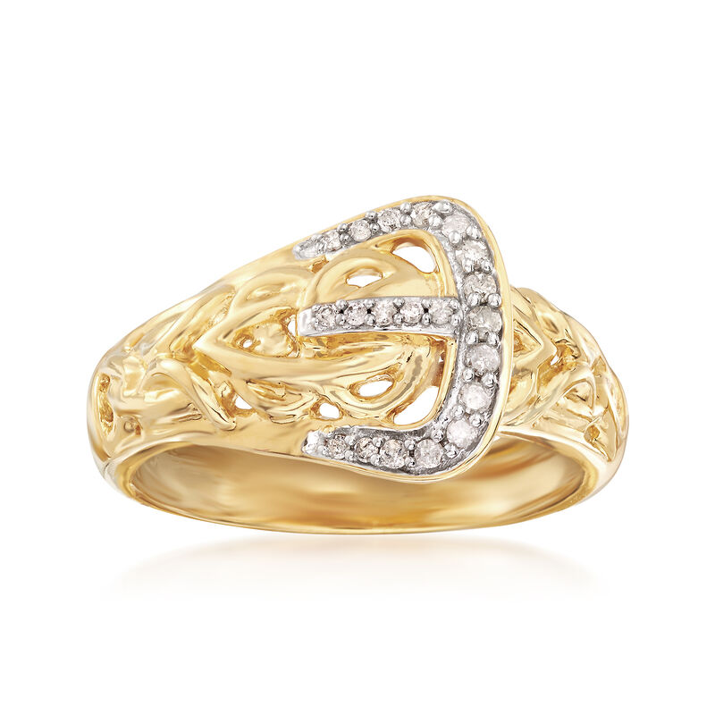 .13 ct. t.w. Diamond Buckle Ring in 18kt Yellow Gold Over Sterling image number 0