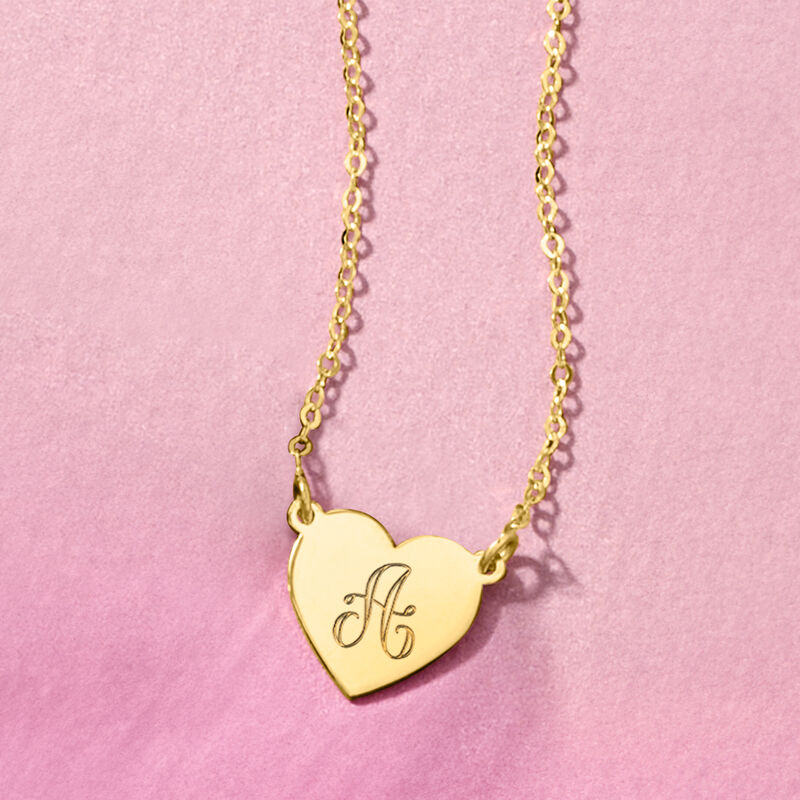 Italian 14kt Yellow Gold Personalized Heart Necklace image number 2
