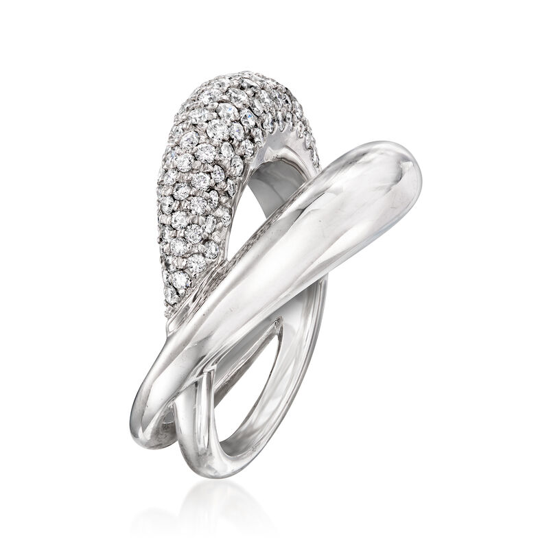 C. 1990 Vintage Mauboussin 1.30 ct. t.w. Diamond Crossover Ring in 18kt White Gold. Size 5 image number 2