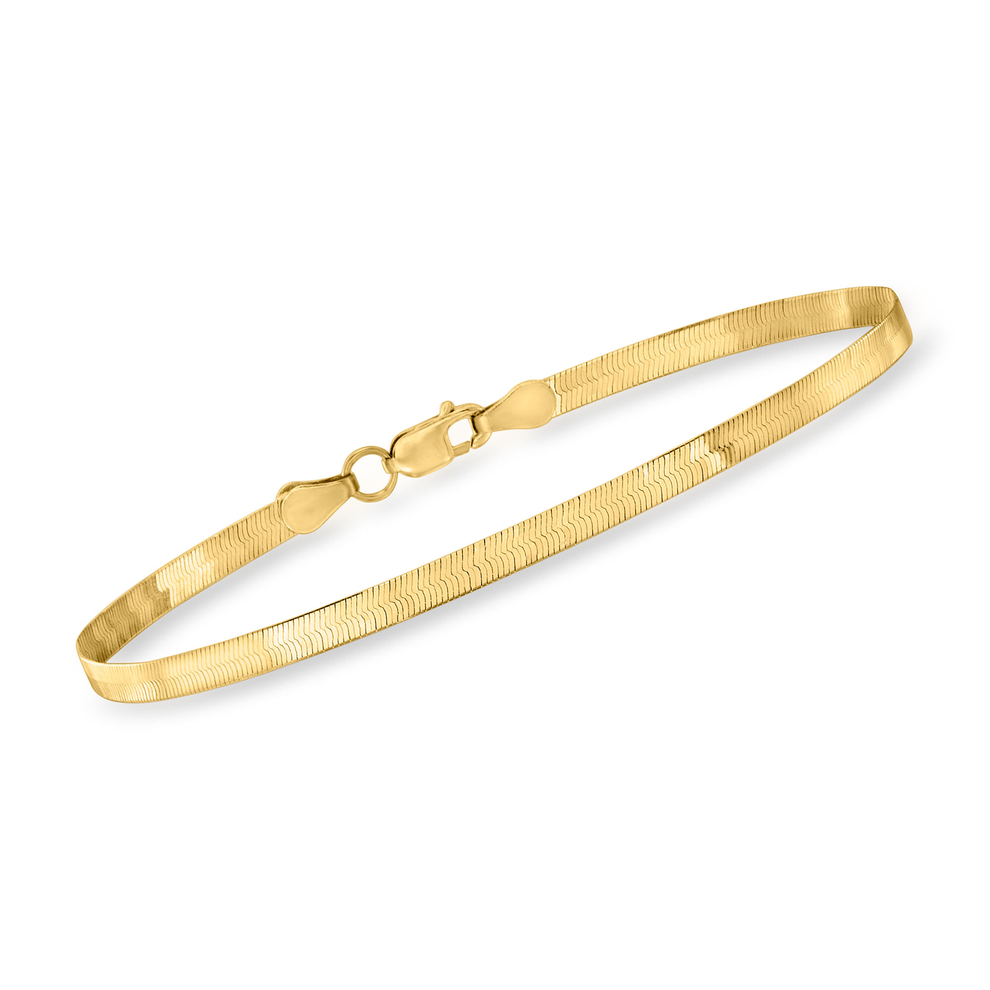 3mm 14kt Yellow Gold Herringbone Bracelet
