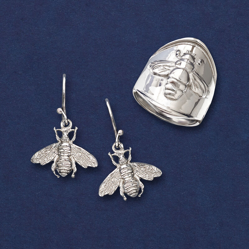 Italian Sterling Silver Bumblebee Drop Earrings  image number 2