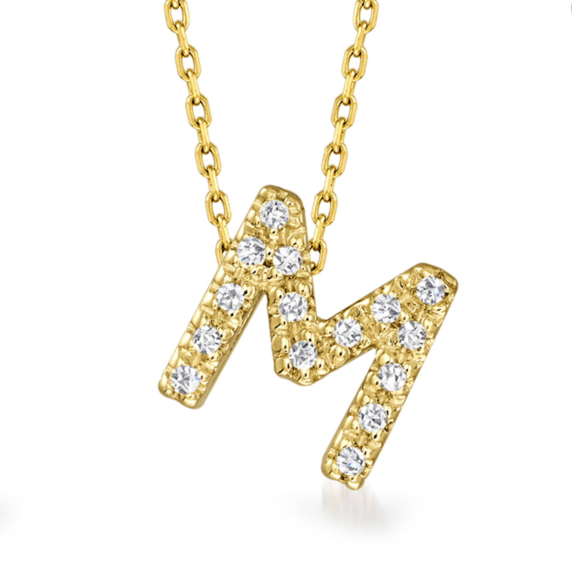 Z - Diamond Initial Necklace in 14kt Yellow Gold. 18