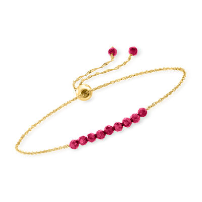 2.70 ct. t.w. Ruby Bead Bolo Bracelet 14kt Yellow Gold