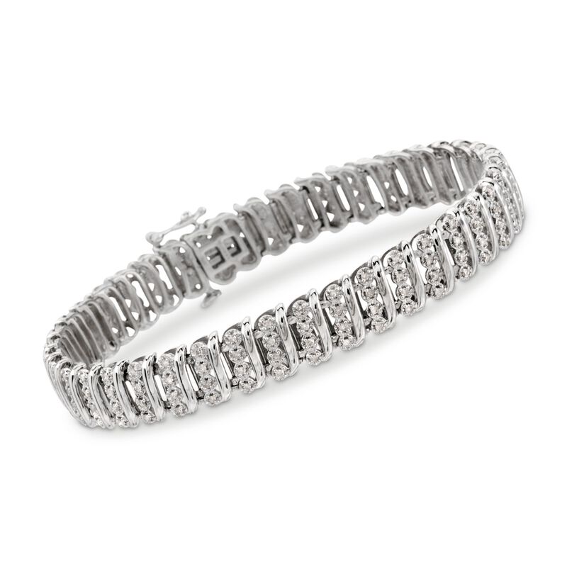 1.10 ct. t.w. Diamond Bar Bracelet in Sterling Silver image number 0
