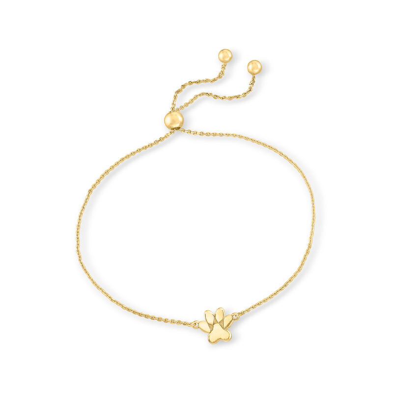 14kt Yellow Gold Paw Print Bolo Bracelet image number 2