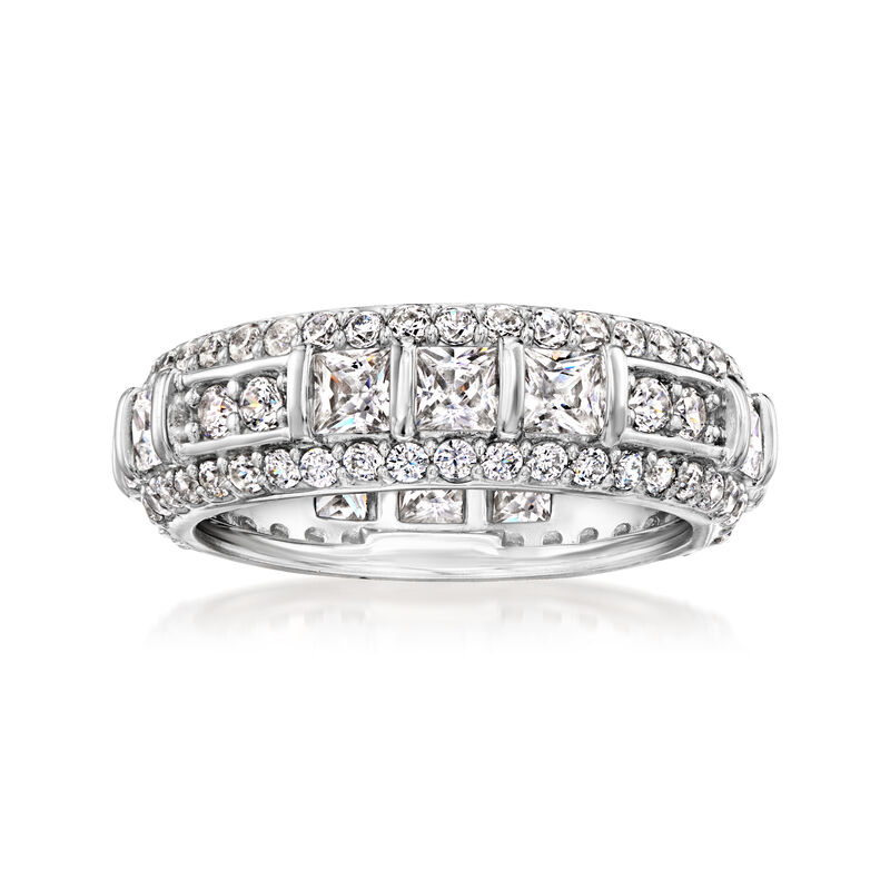 3.10 ct. t.w. CZ Eternity Band in Sterling Silver image number 0
