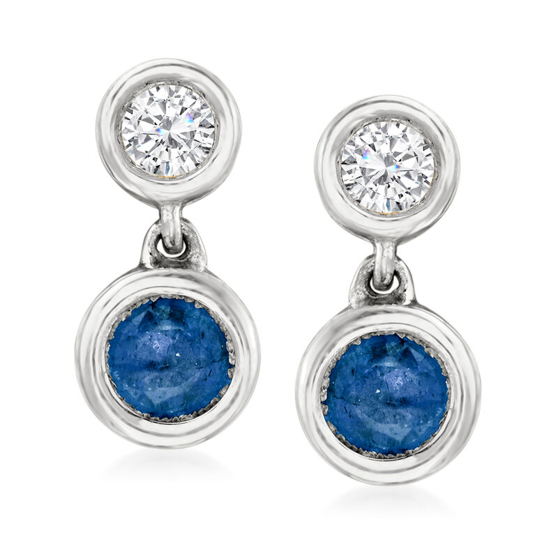 .50 ct. t.w. Sapphire and .25 ct. t.w. Diamond Drop Earrings in 14kt White Gold image number 0