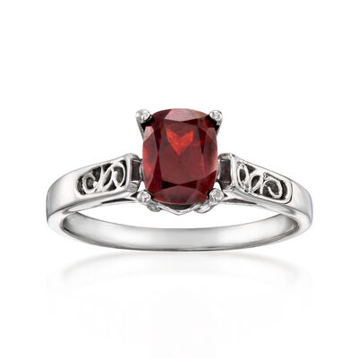 C. 1990 Vintage 1.20 Carat Garnet Ring in 14kt White Gold