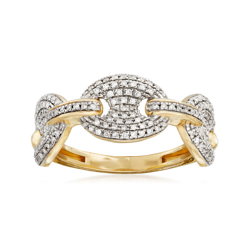.32 ct. t.w. Pave Diamond Link Ring in 14kt Yellow Gold image number 0