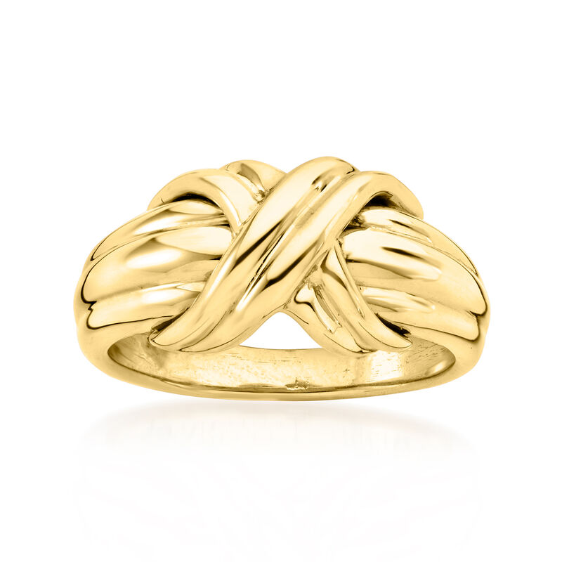 C. 1990 Vintage Tiffany Jewelry 18kt Yellow Gold X Ring. Size 5 image number 0