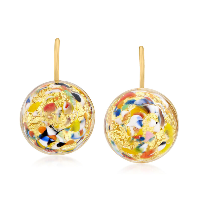 Italian Multicolored Murano Glass Bead Drop Earrings in 18kt Gold Over Sterling image number 0